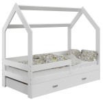 Lettino Montessori 80x160 cm a Casetta Bianco e sponde D3