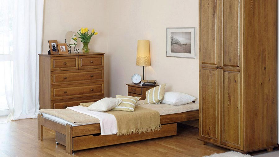 Letto in legno 90x200 Ada, colore Rovere