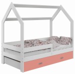 Lettino Montessori 80x160 cm a Casetta Bianco e sponde D3