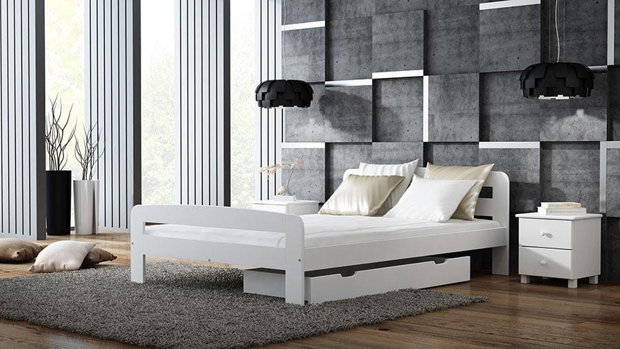 Letto in legno 140x200 Klaudia bianco