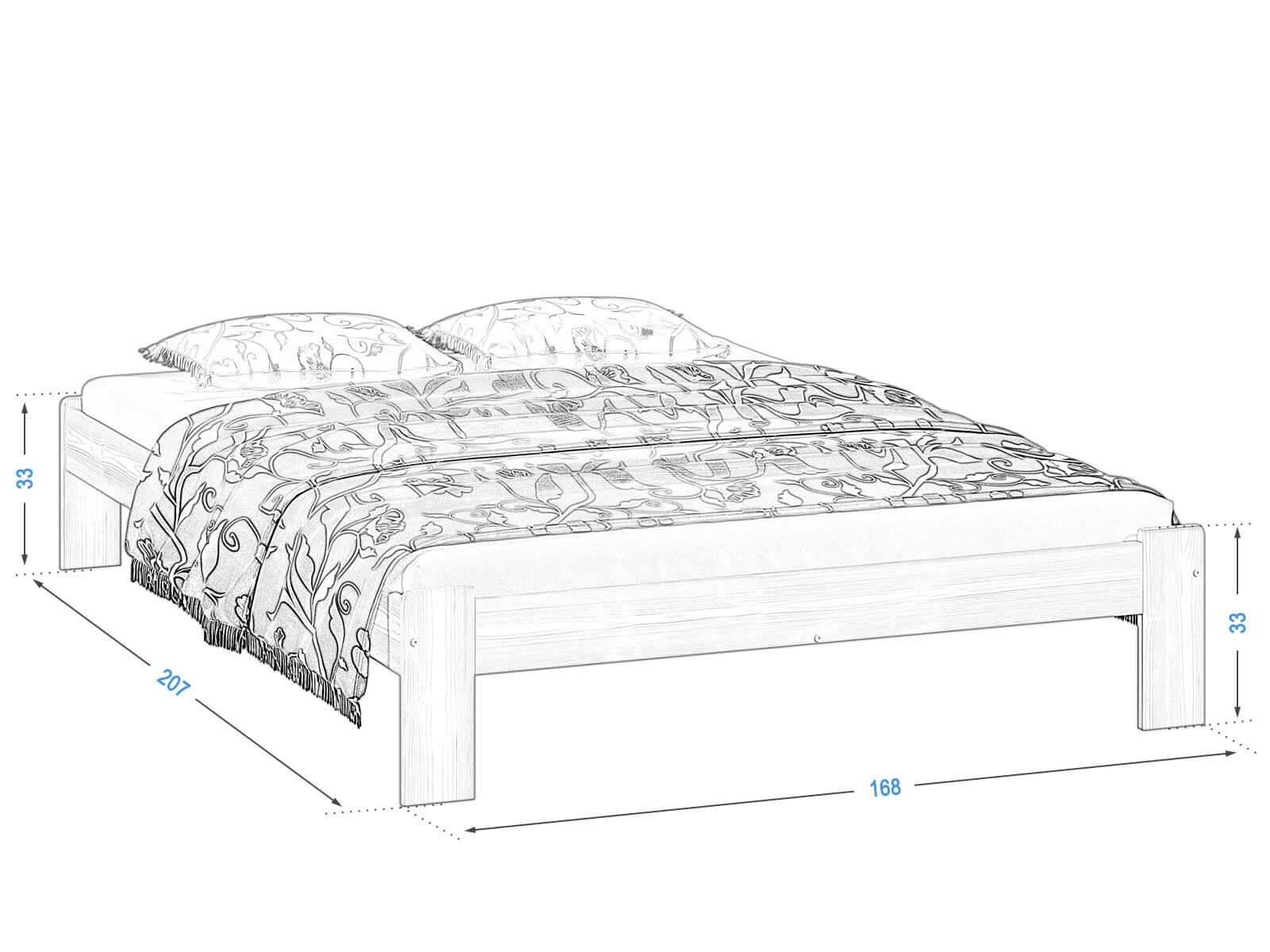 Letto in legno Ada 160x200, colore noce