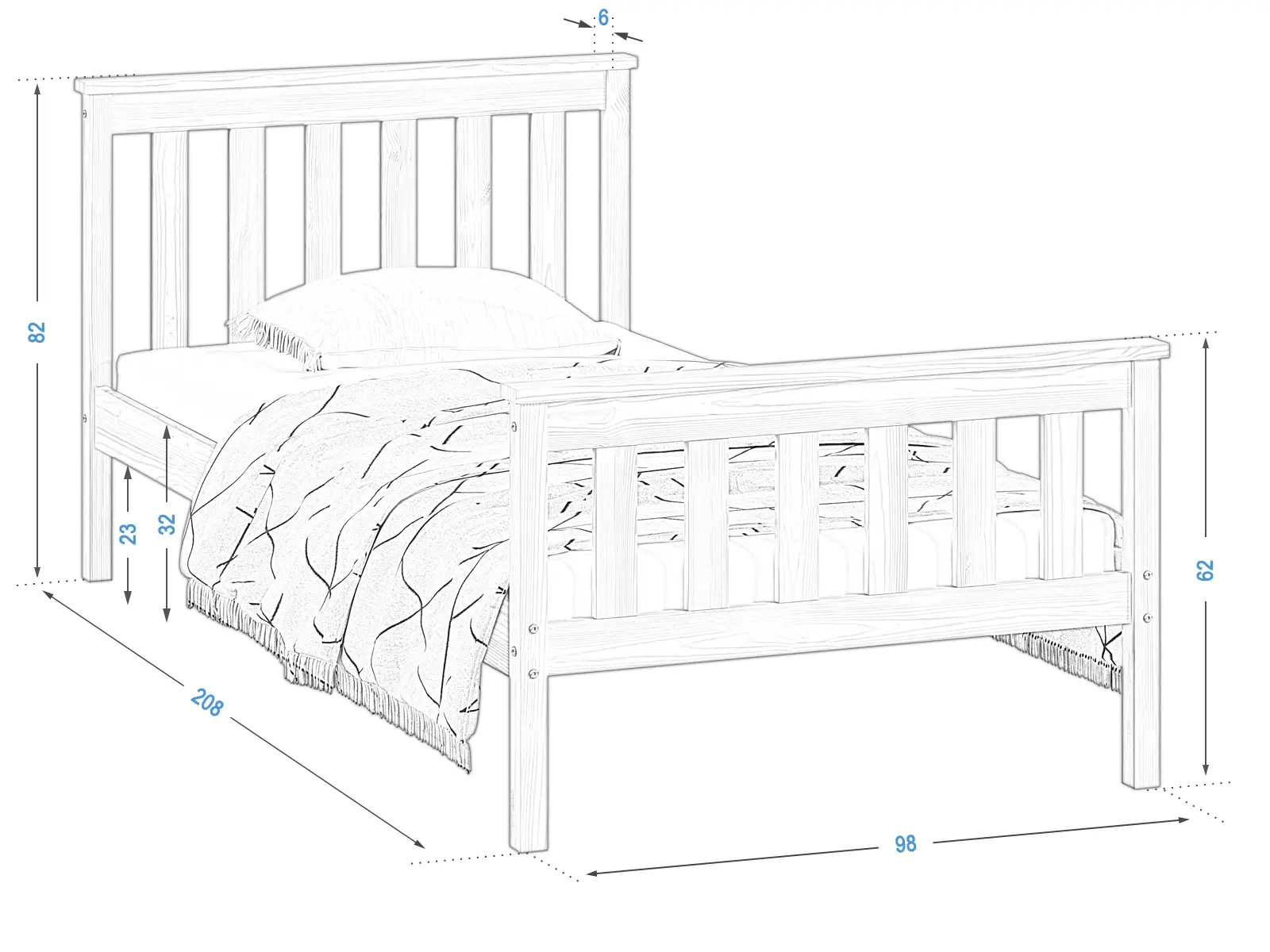 Letto Alion 90x200 bianco