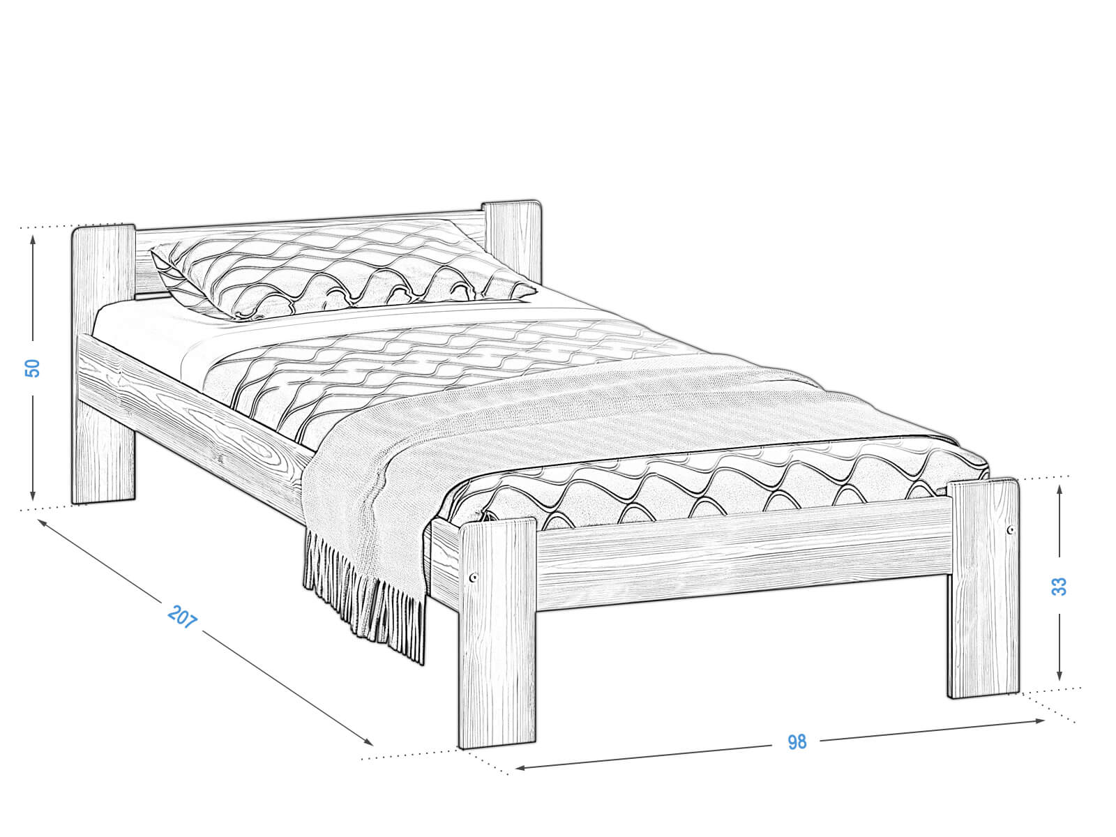 Letto in legno Celinka 90x200 bianco