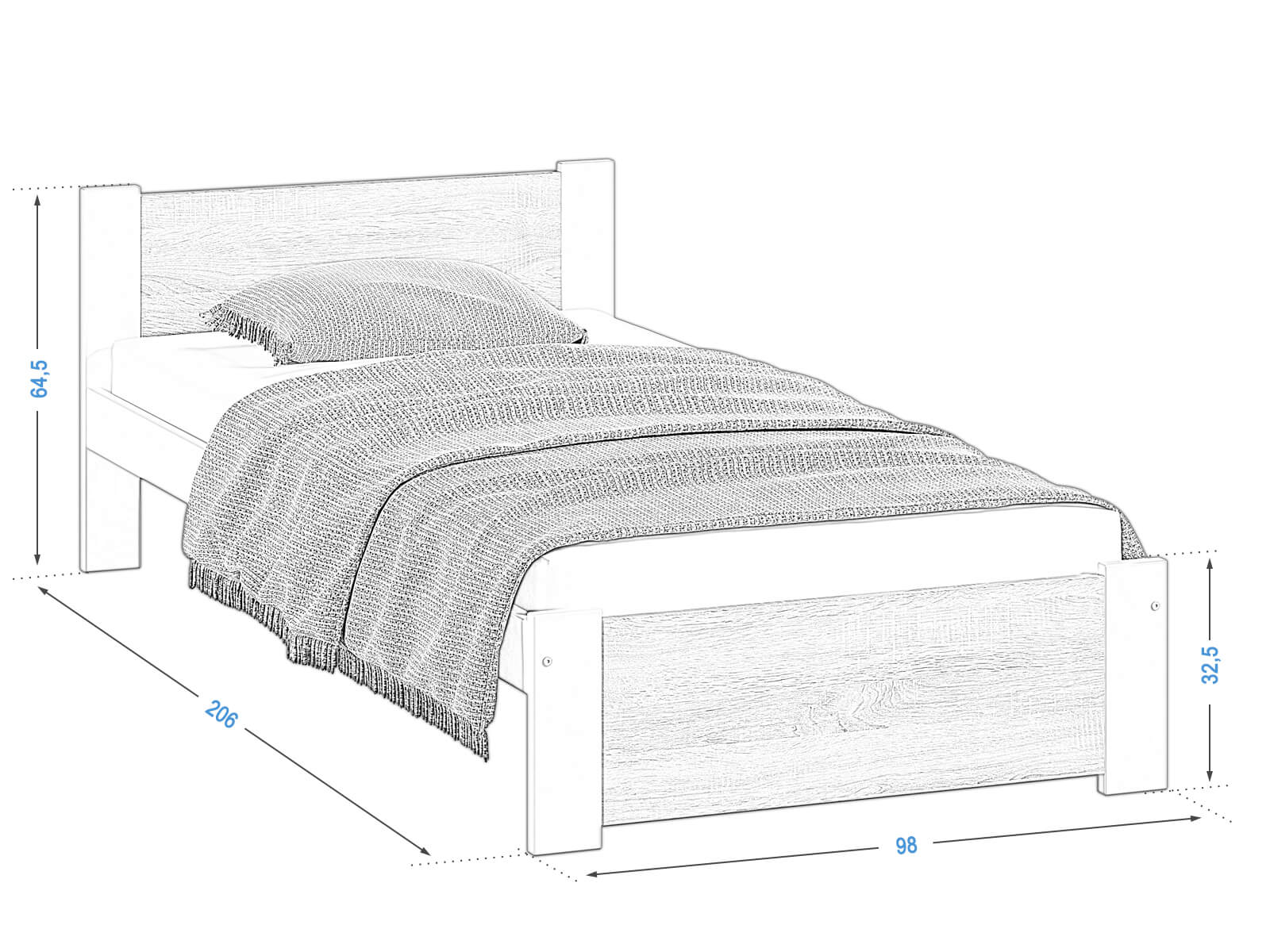 Letto DMD3 90x200 Bianco + rovere sonoma