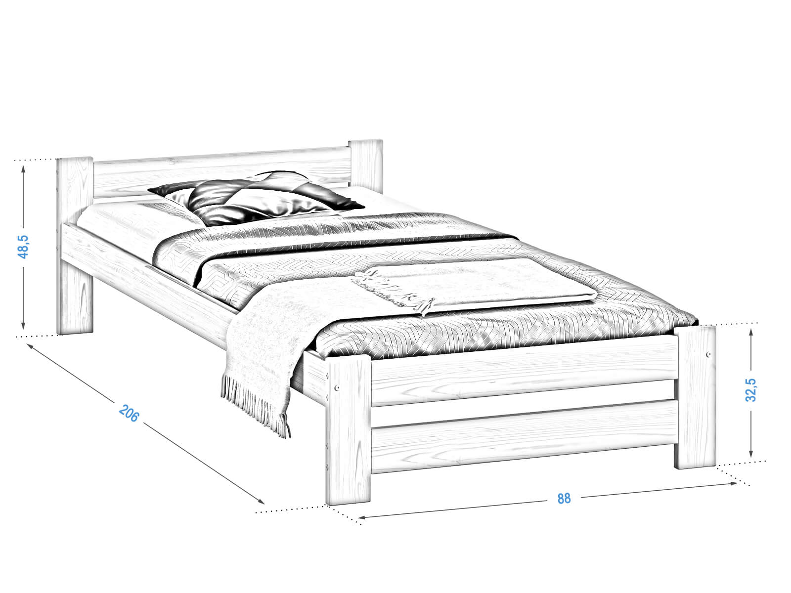 Letto in legno Inter 80x200 eco pino