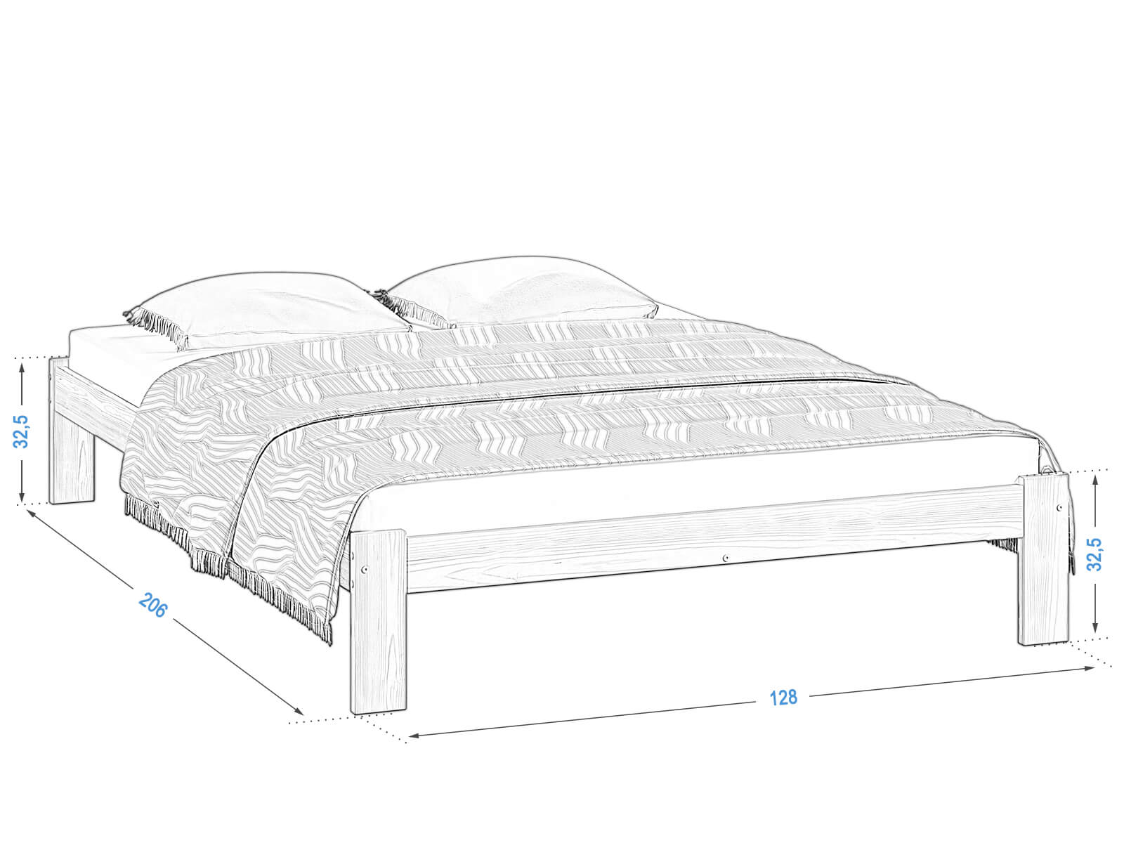 Letto in legno Irys 120x200 eco noce