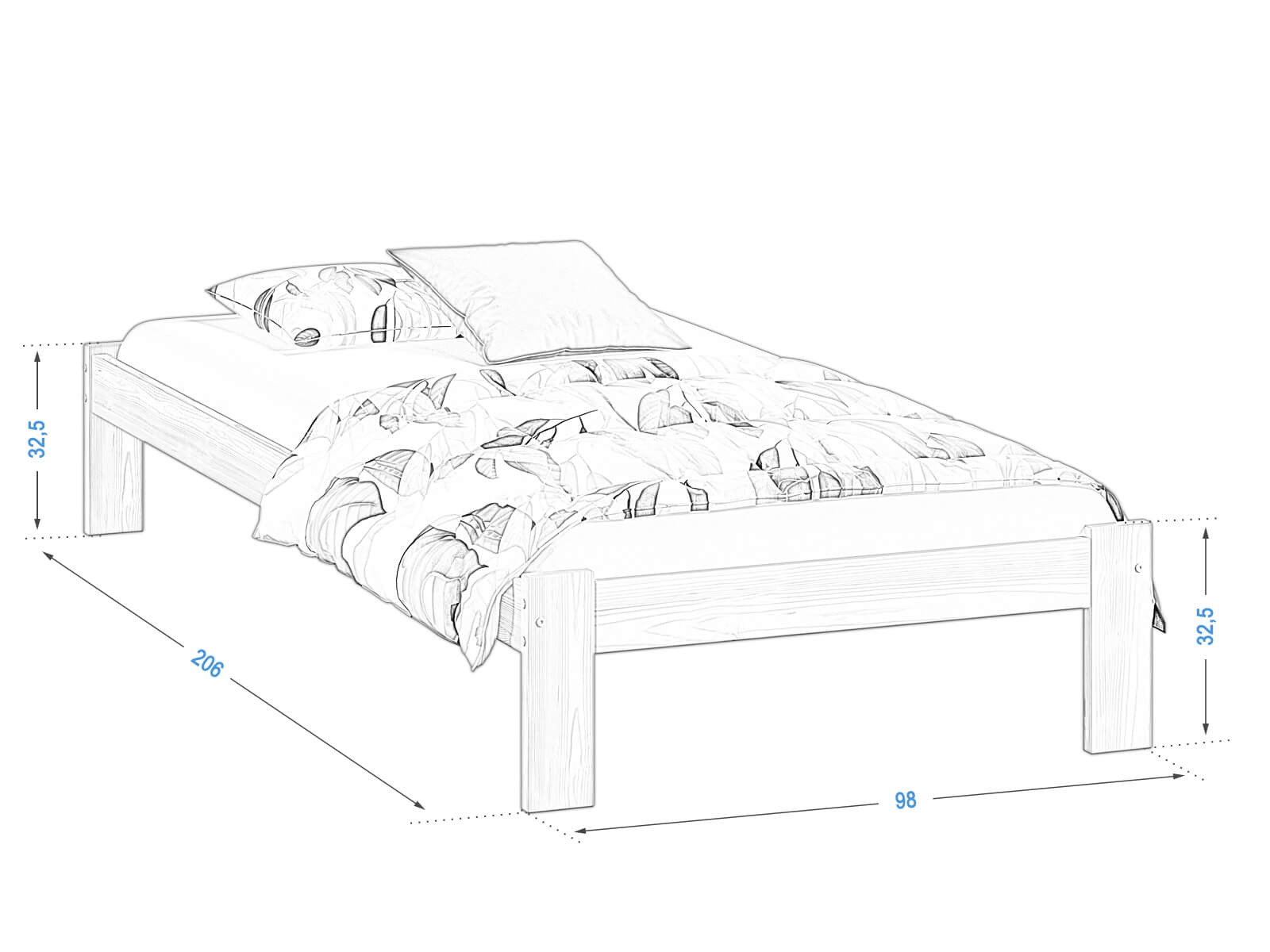 Letto in legno Irys 90x200 eco noce