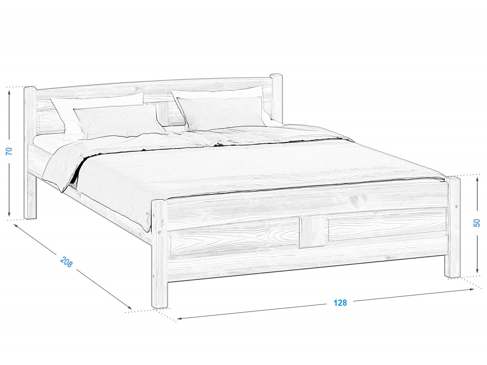 Letto in legno Julia 120x200 Noce
