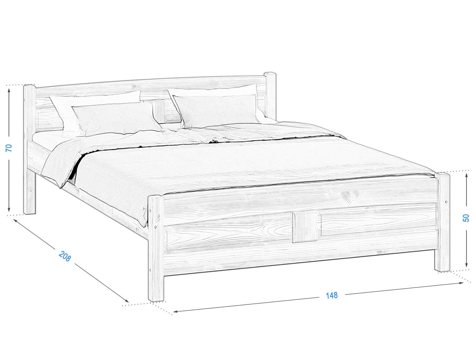 Letto in legno Julia 140x200 Noce