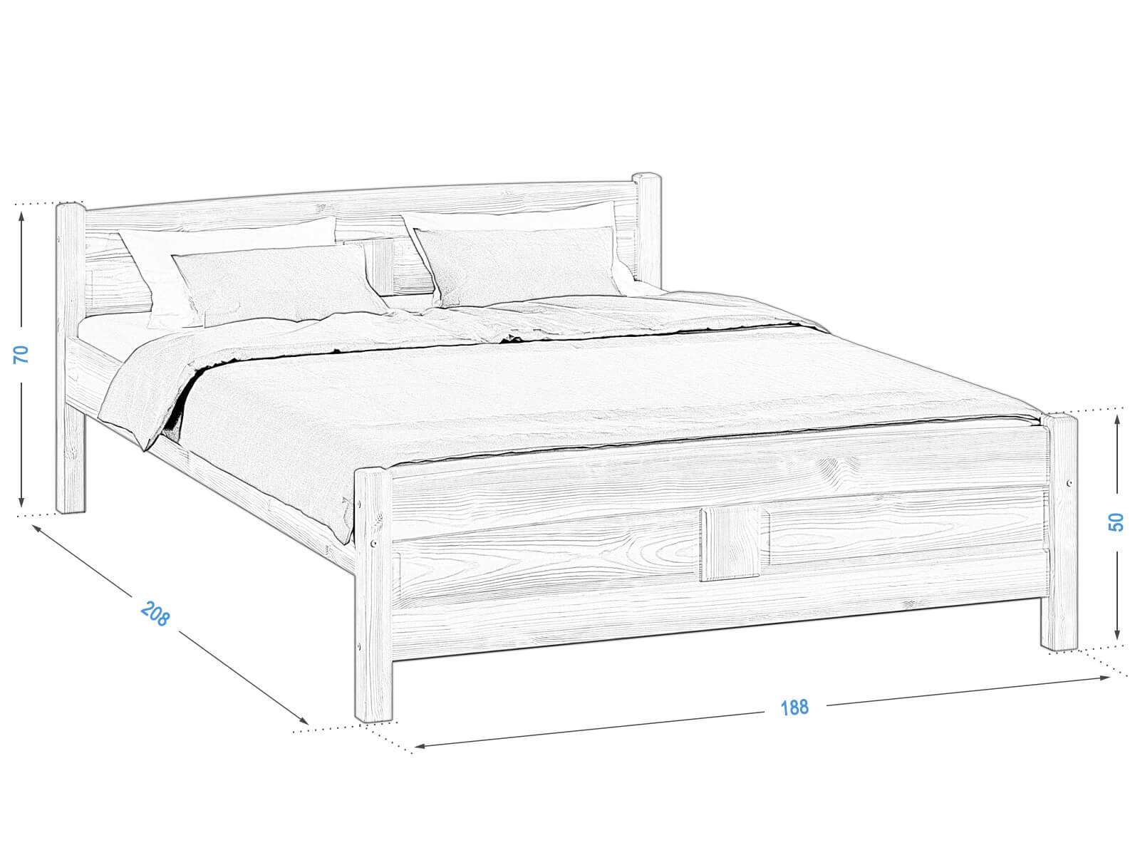 Letto in legno Julia 180x200 Ontano
