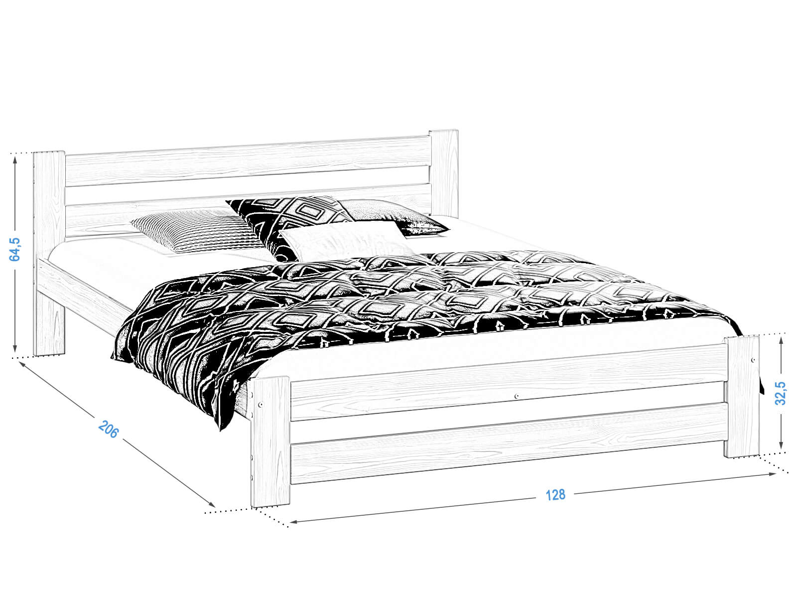 Letto in legno Kada 120x200 eco noce