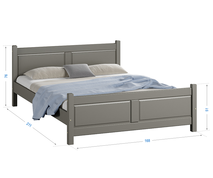 Letto in legno Lena 160x200 grigio