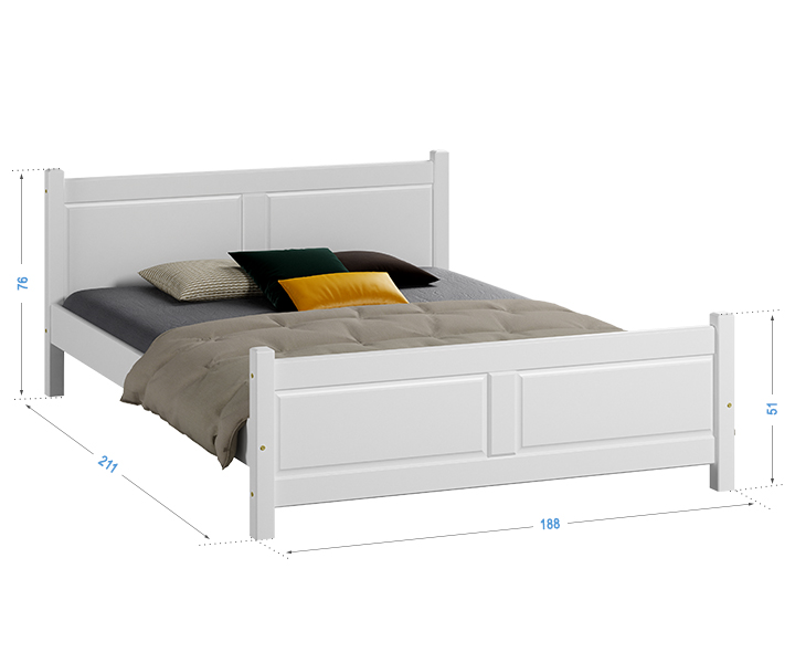 Letto in legno Lena 180x200 bianco