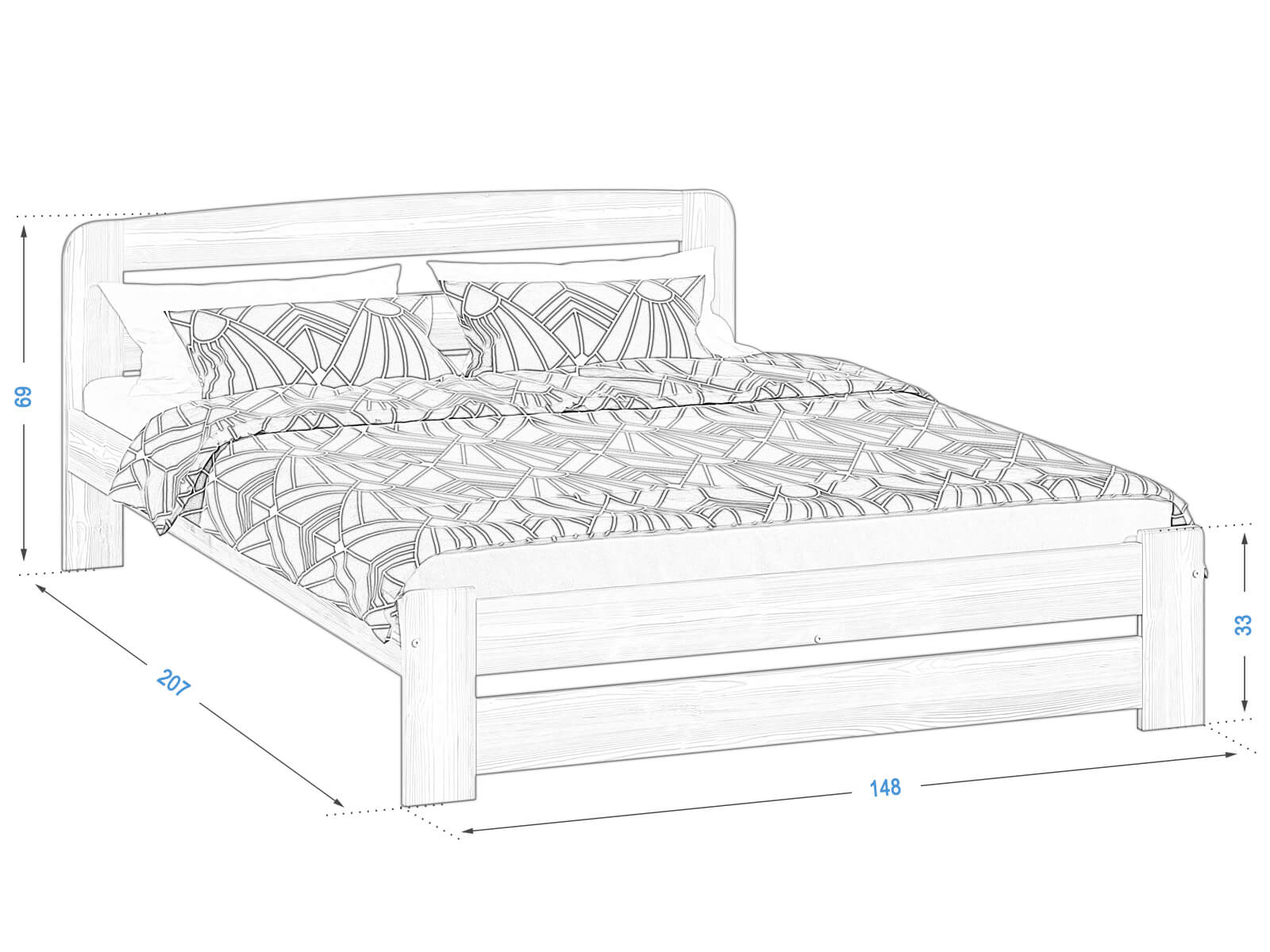 Letto in legno Lidia 140x200 bianco