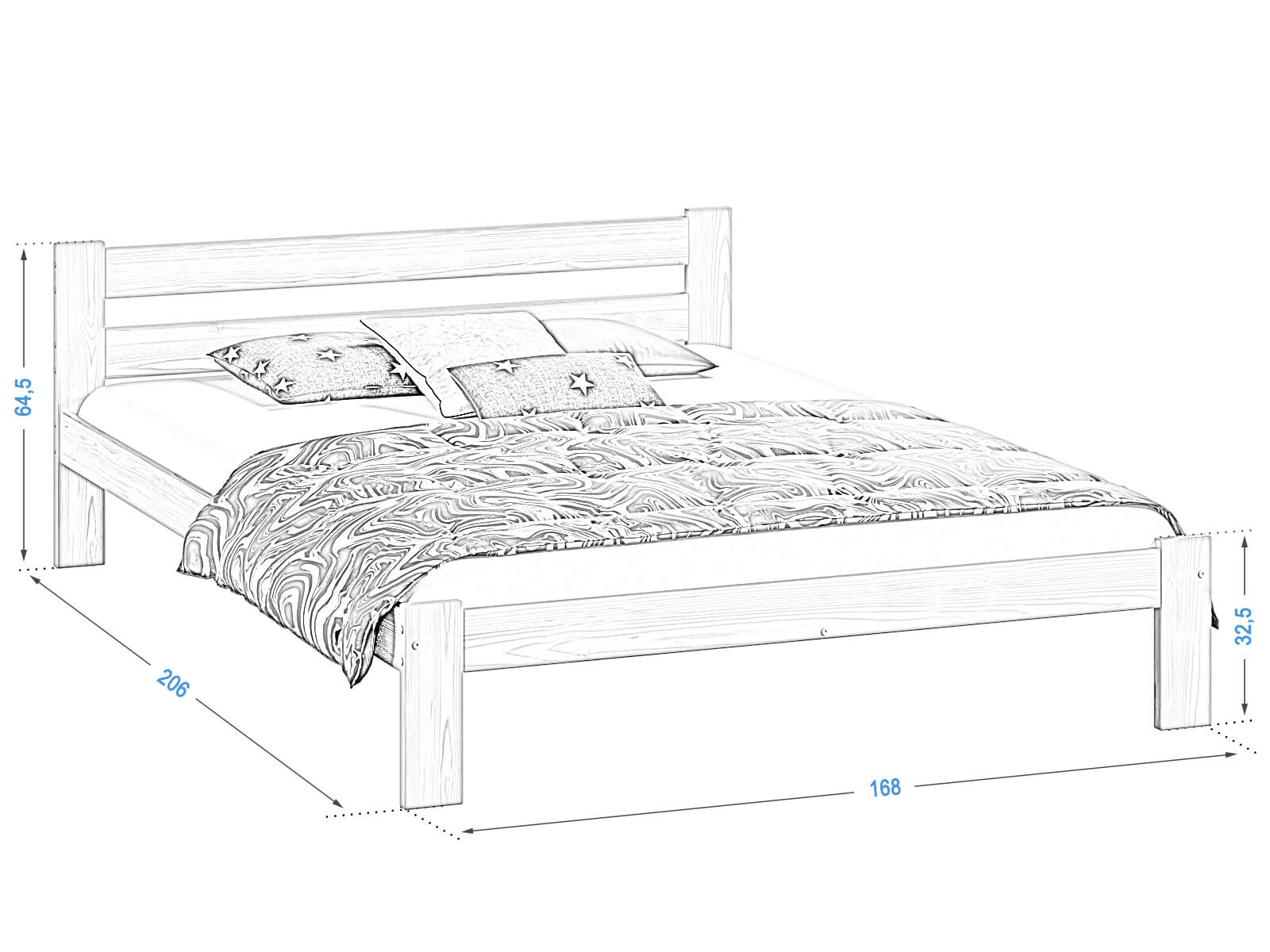 Letto in legno Mato 160x200 eco pino