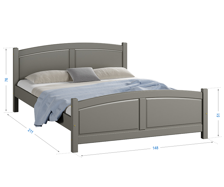 Letto in legno Mela 140x200 grigio