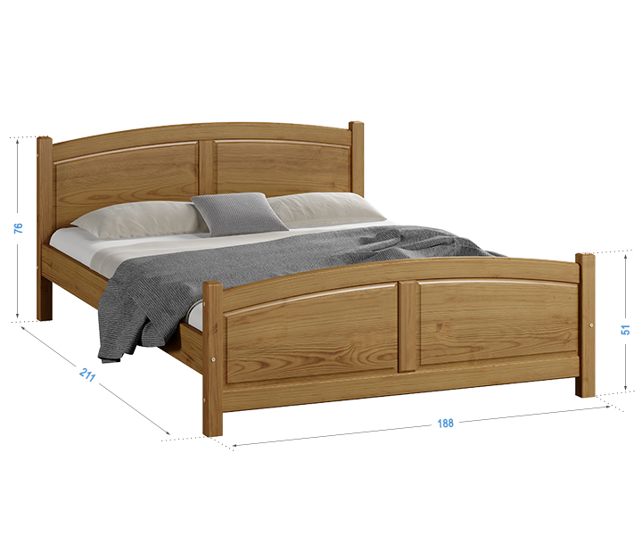 Letto in legno Mela 180x200 rovere