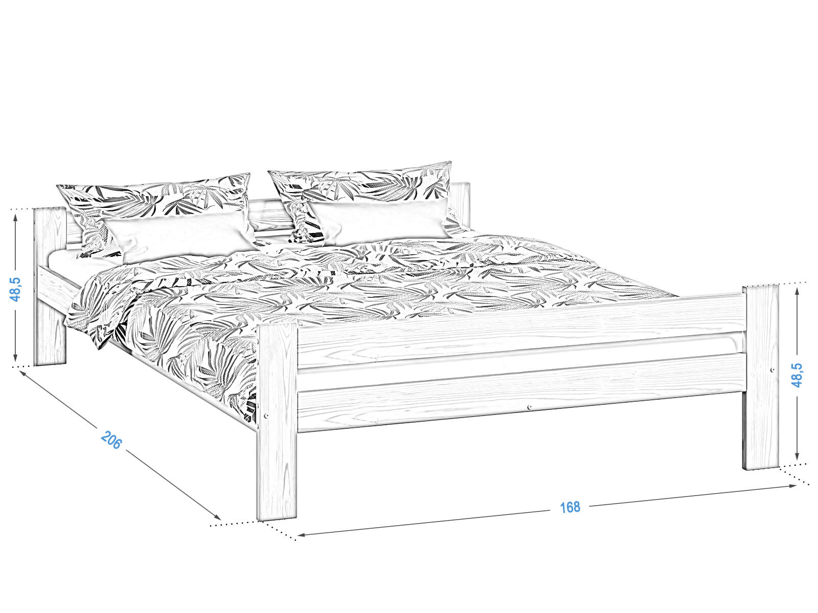 Letto Prima in legno 160x200 pino non verniciato