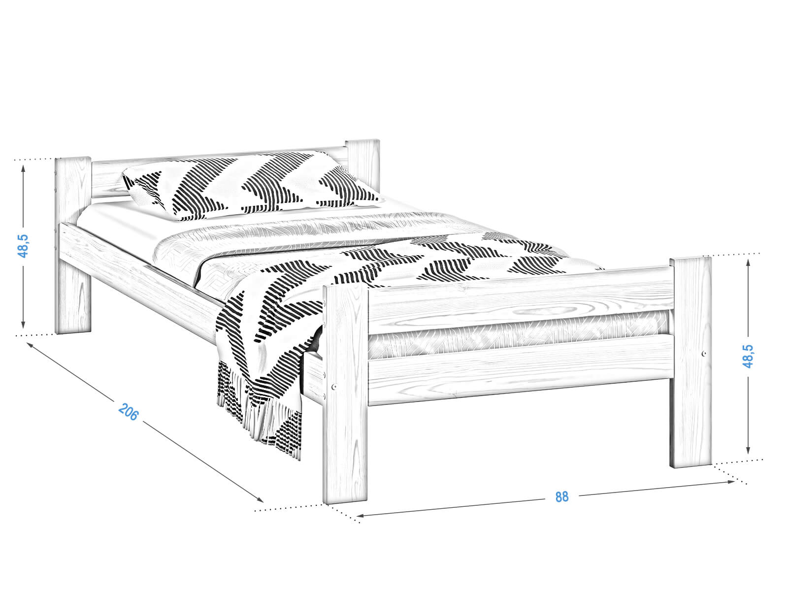   Letto Prima in legno 80x200 eco pino