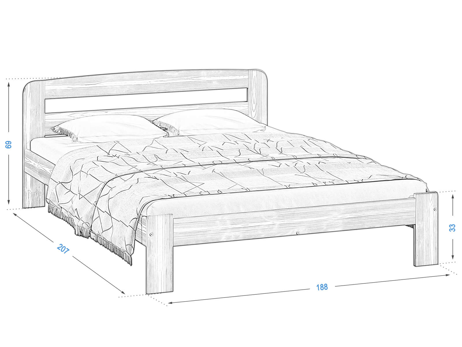 Letto in legno Sara 180x200 pino