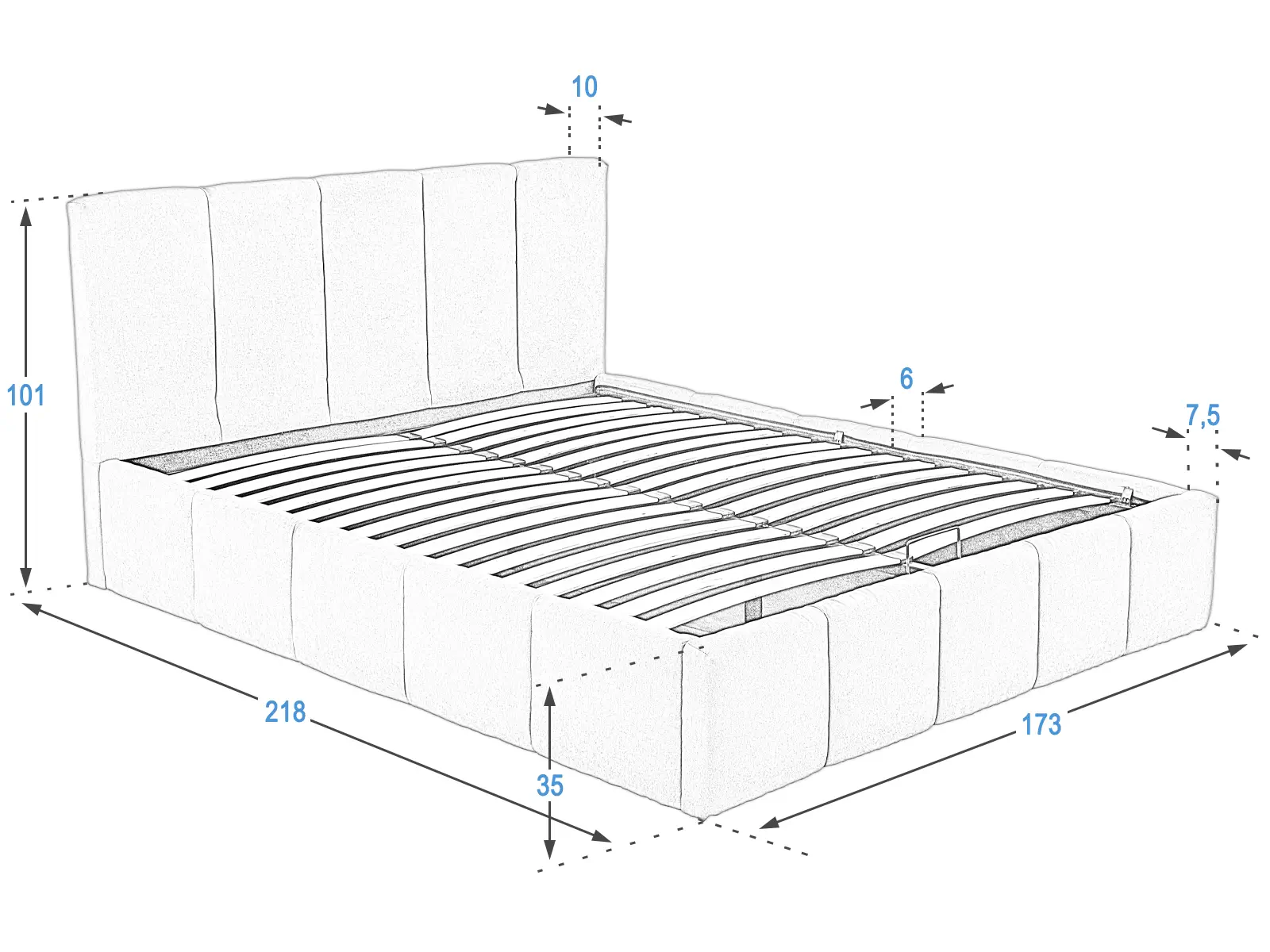 Letto imbottito con materasso e contenitore 160x200 PRO Line 18 colore Soro 21