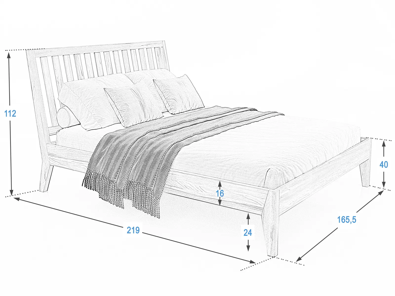 letto in faggio Beskid01  160x200cm