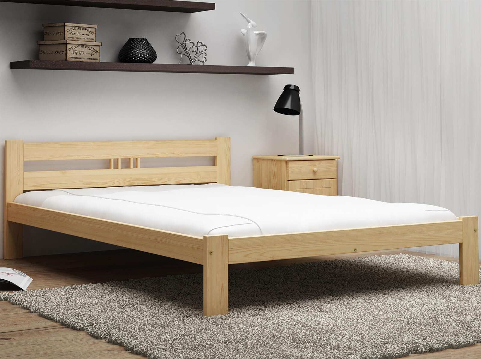 Letto in legno 180x200 Emilia non verniciato