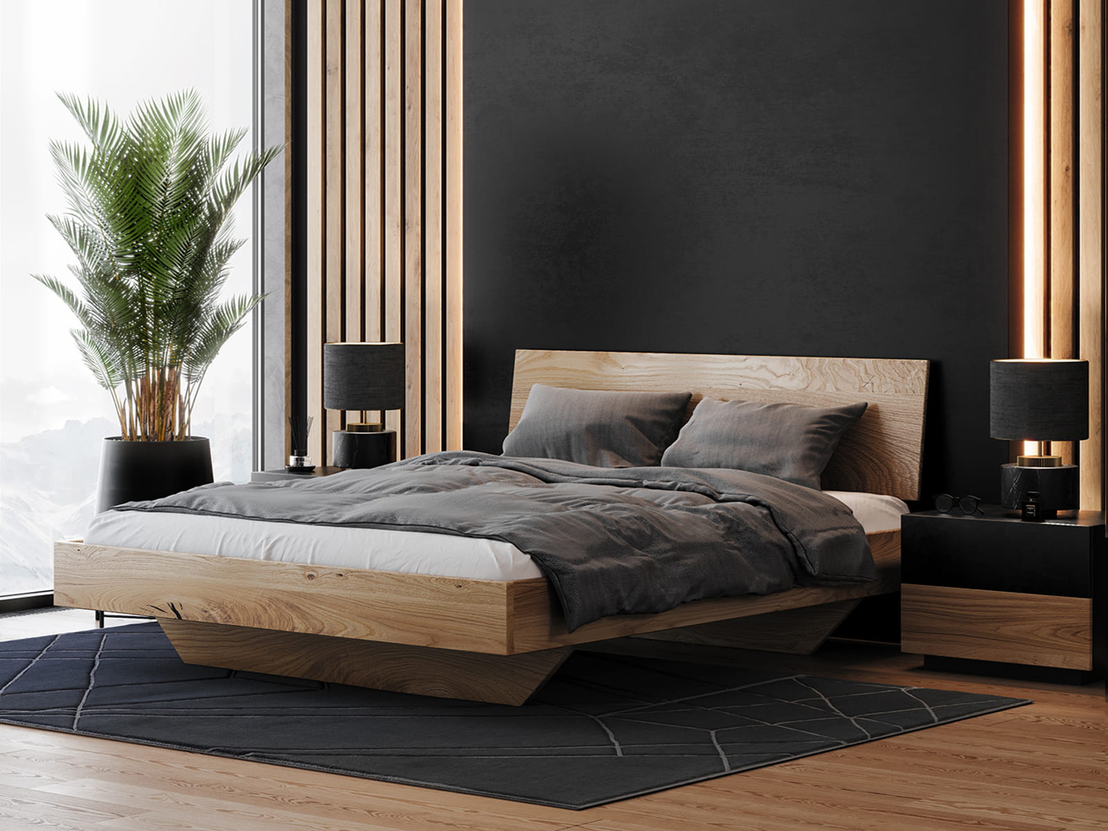 Letto in rovere 160x200cm Levitating Piacenza