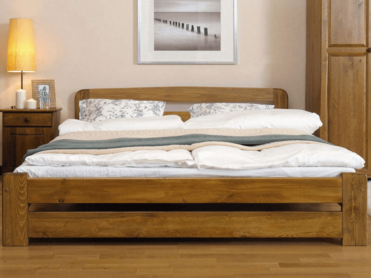 Letto 160x200 Lidia in pino colore rovere