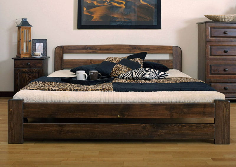 Letto 160x200 Lidia in pino colore noce