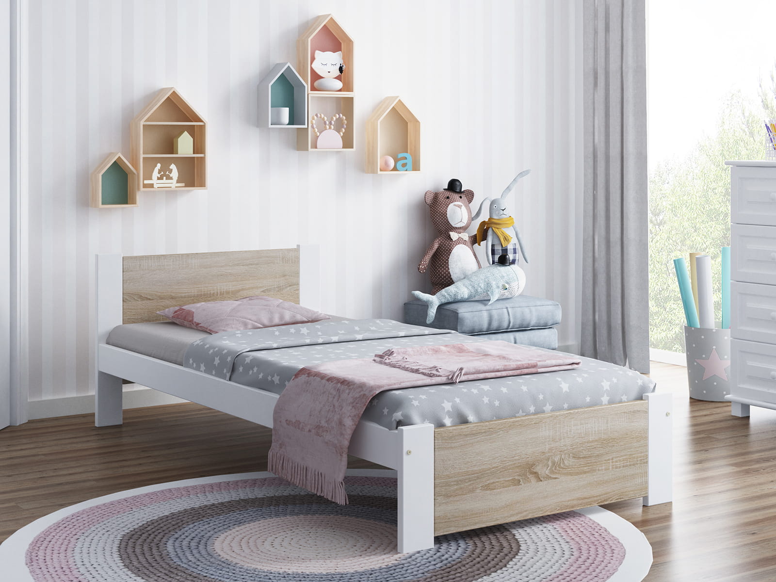 cassetti letto singolo legno 90x200
