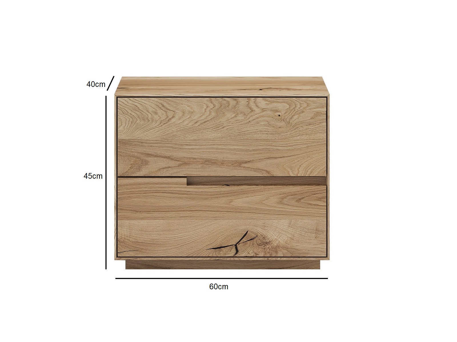 Comodino in legno massiccio di rovere Bergamo A