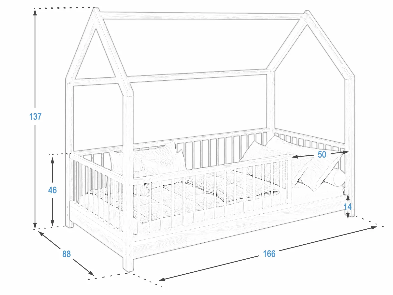 Letto per bambini Cottage D9 80x160cm