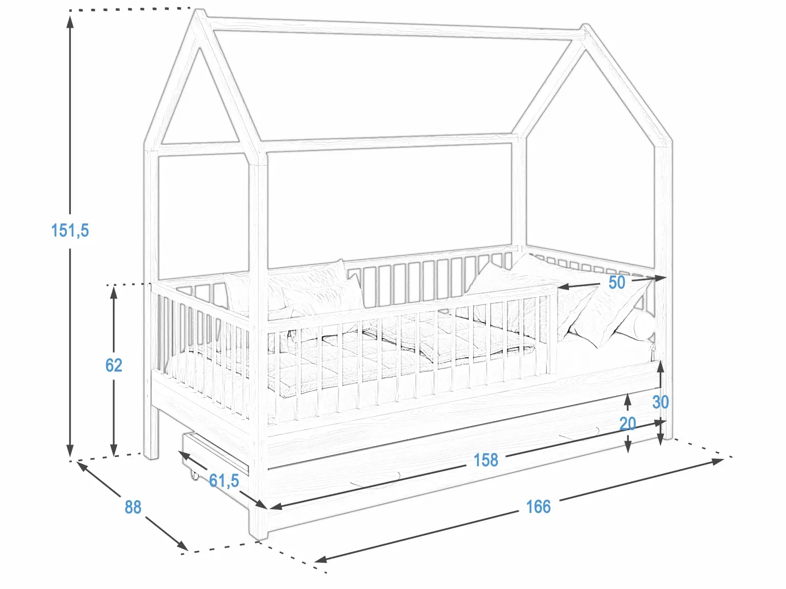 Letto per bambini Cottage D9S 80x160cm