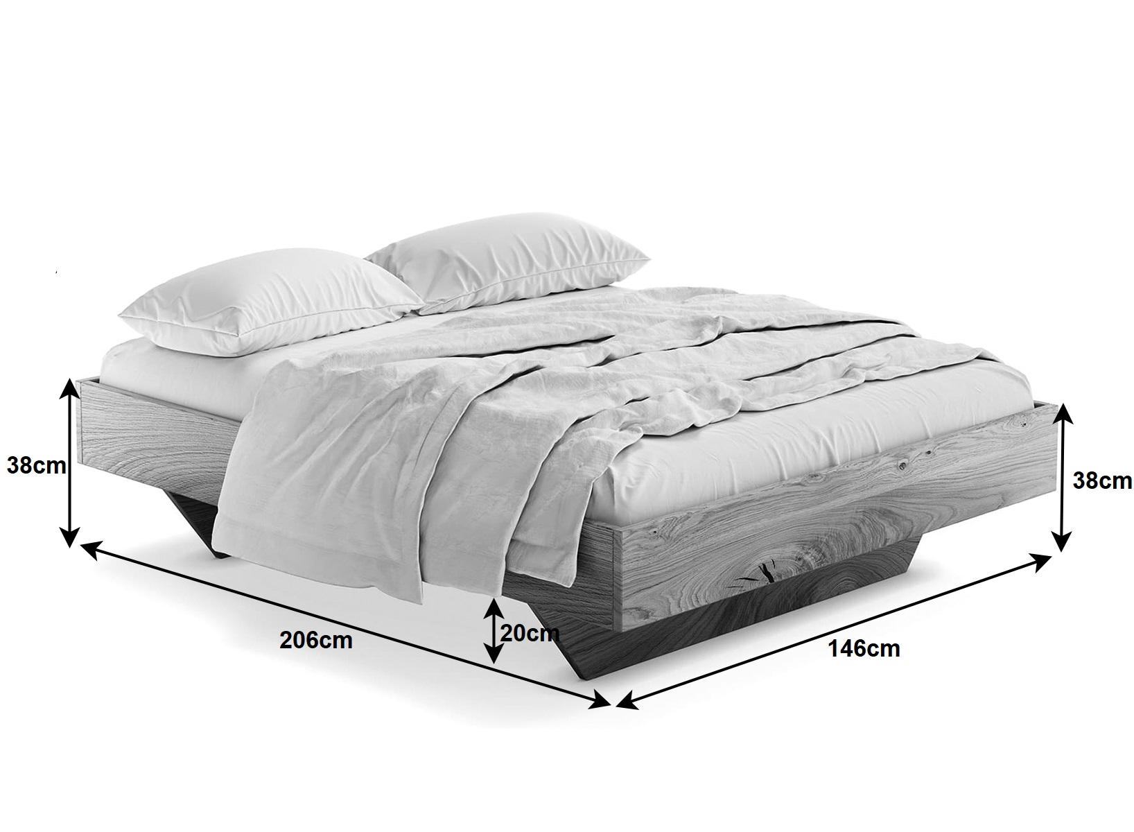 Letto in rovere 140x200cm Levitating Bergamo