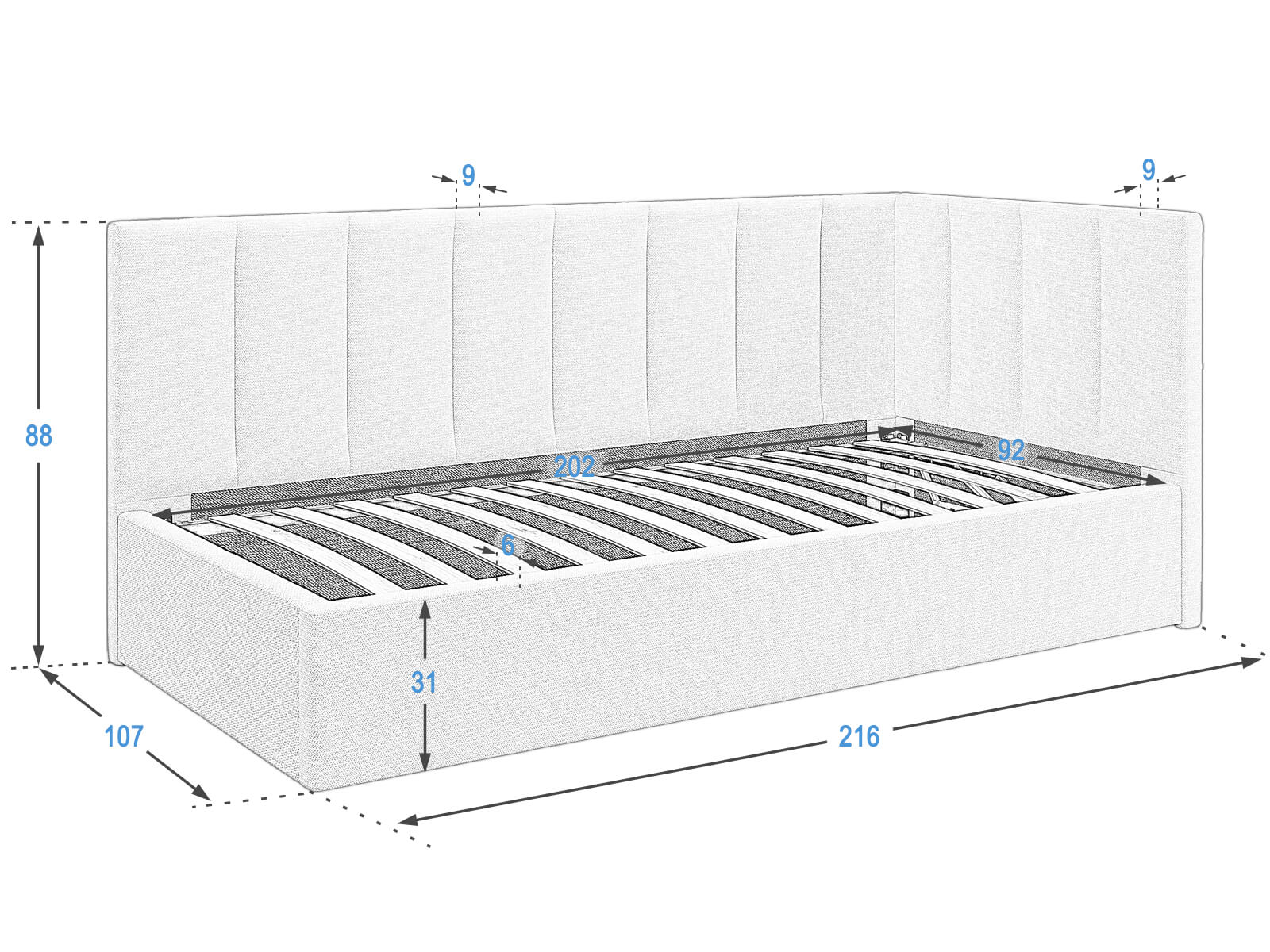 Letto imbottito Tom 90x200