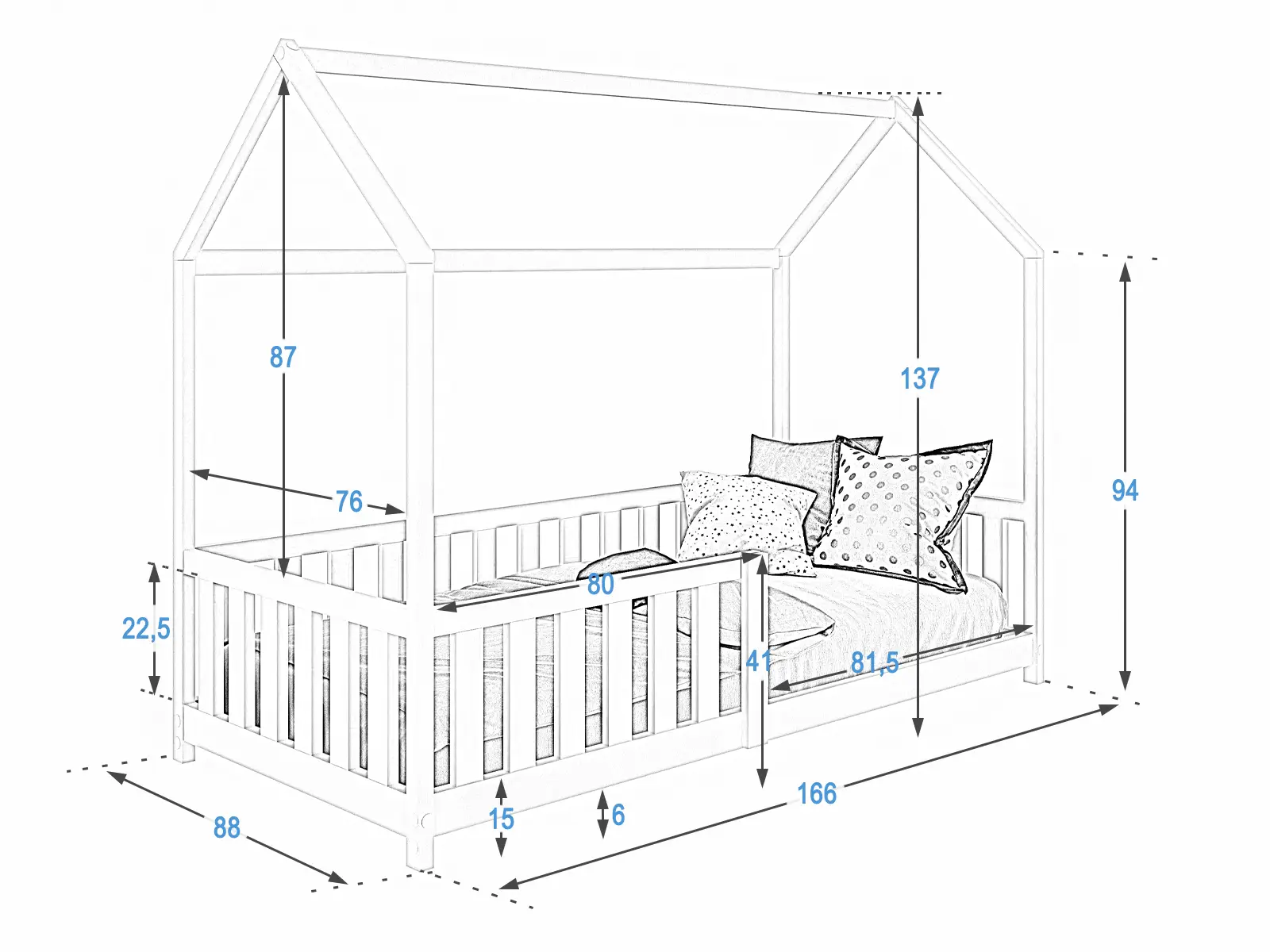 Letto per bambini Cottage D7 80x160cm