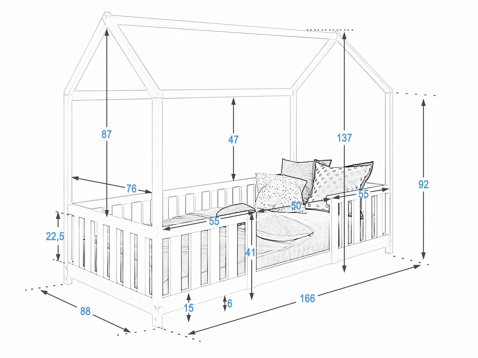 Letto per bambini Cottage D8 80x160cm