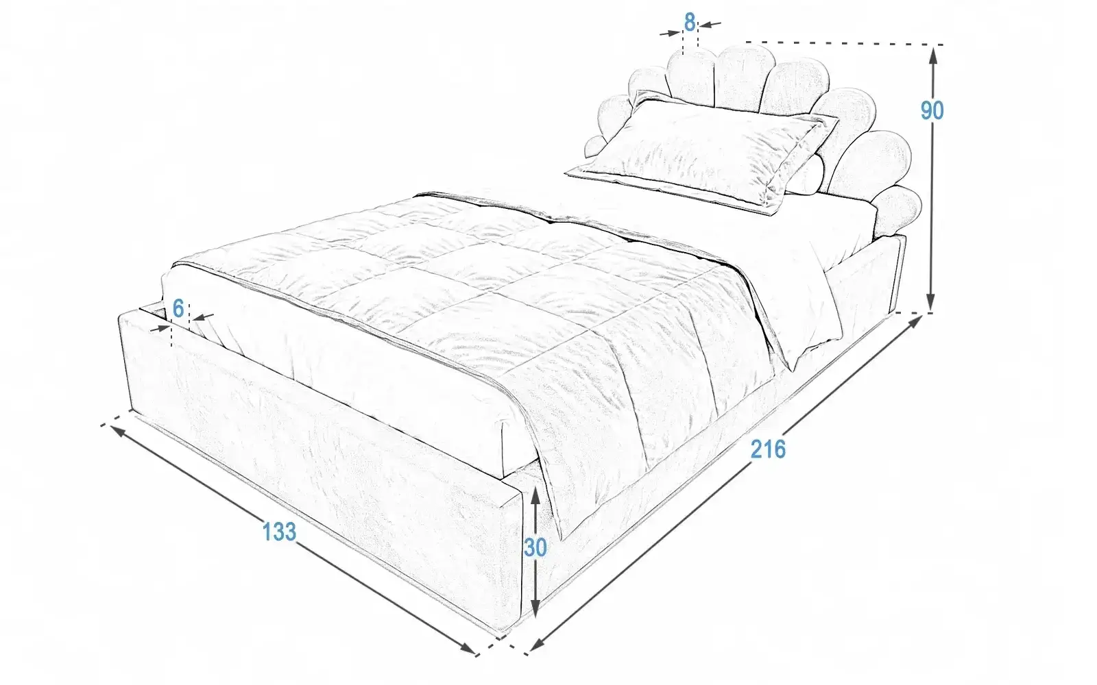 Letto imbottito per bambini Kids Line 3 120x200 cm