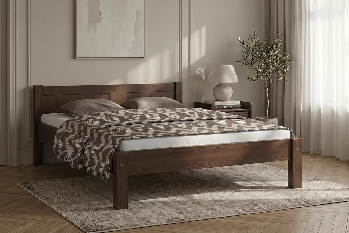 Letto matrimoniale in pino Wiktoria 180x200 con rete a doghe
