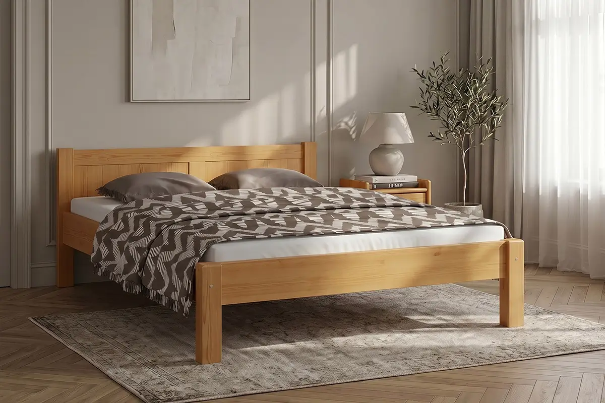 Letto matrimoniale in pino Wiktoria 180x200 con rete a doghe