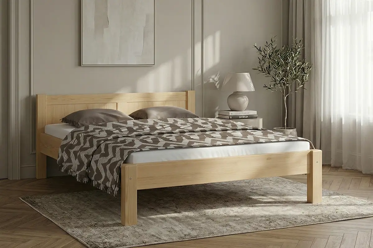 Letto matrimoniale in pino Wiktoria 180x200 con rete a doghe