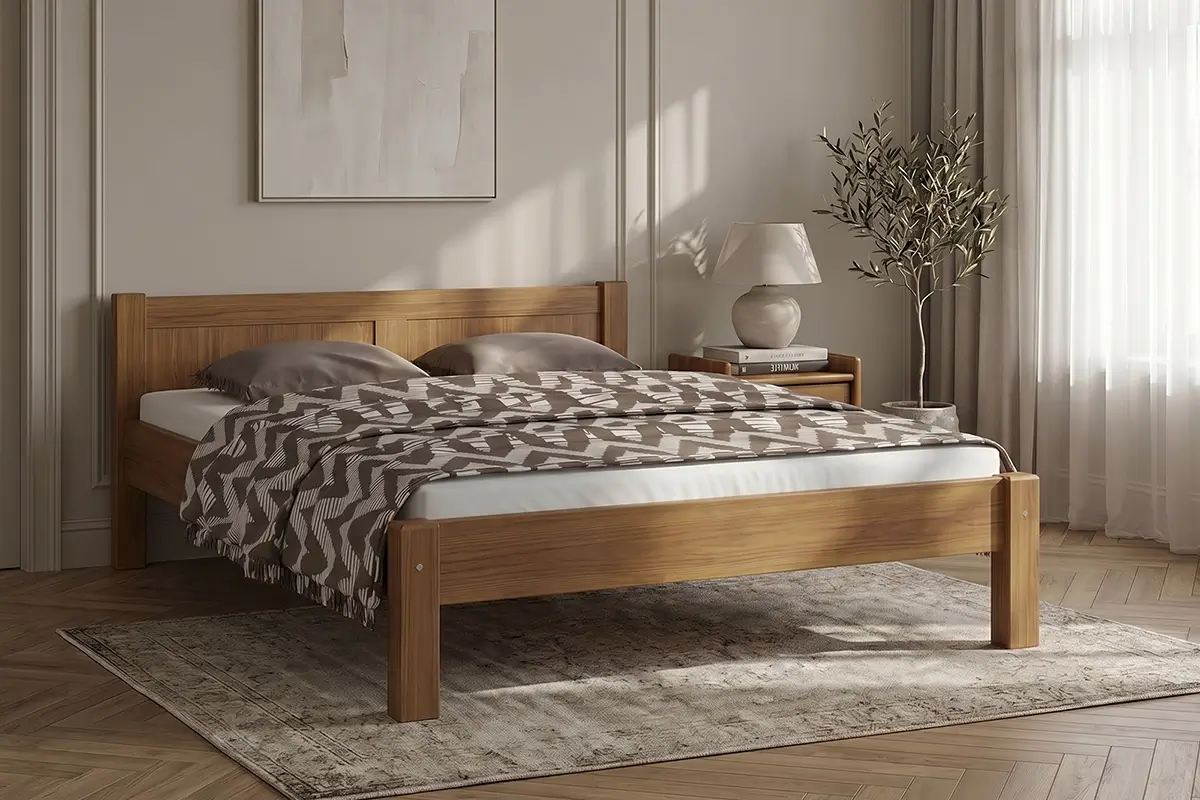 Letto matrimoniale in pino Wiktoria 180x200 con rete a doghe