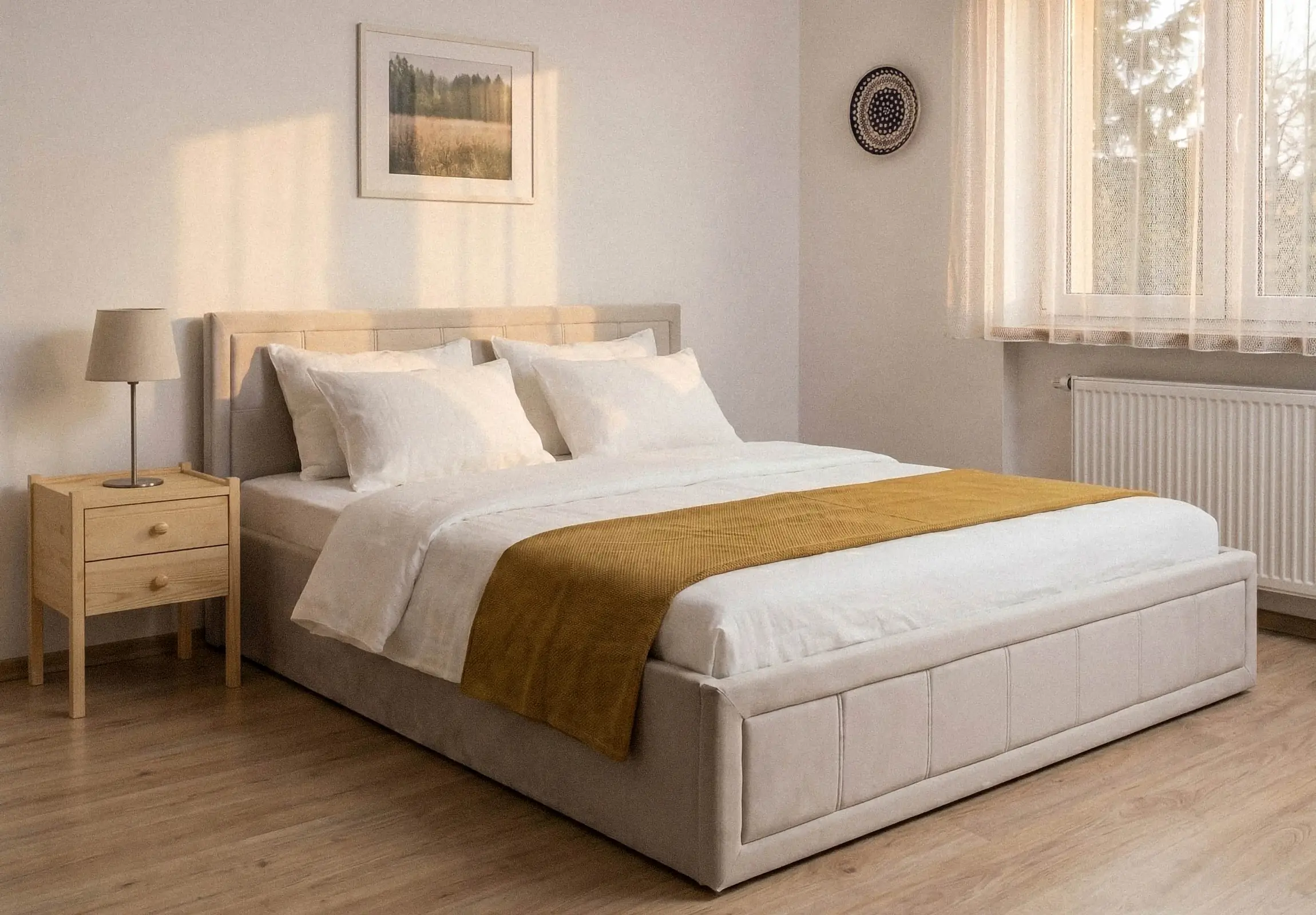 Letto imbottito Rema grigio per camera da letto