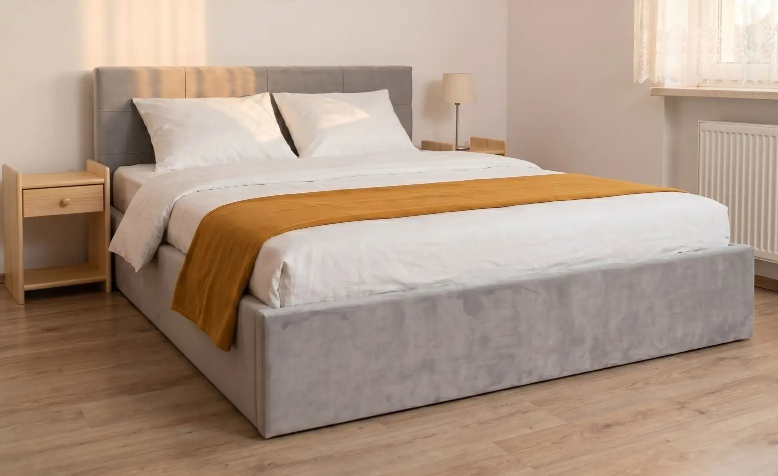 Letto imbottito Tilo grigio per camera da letto