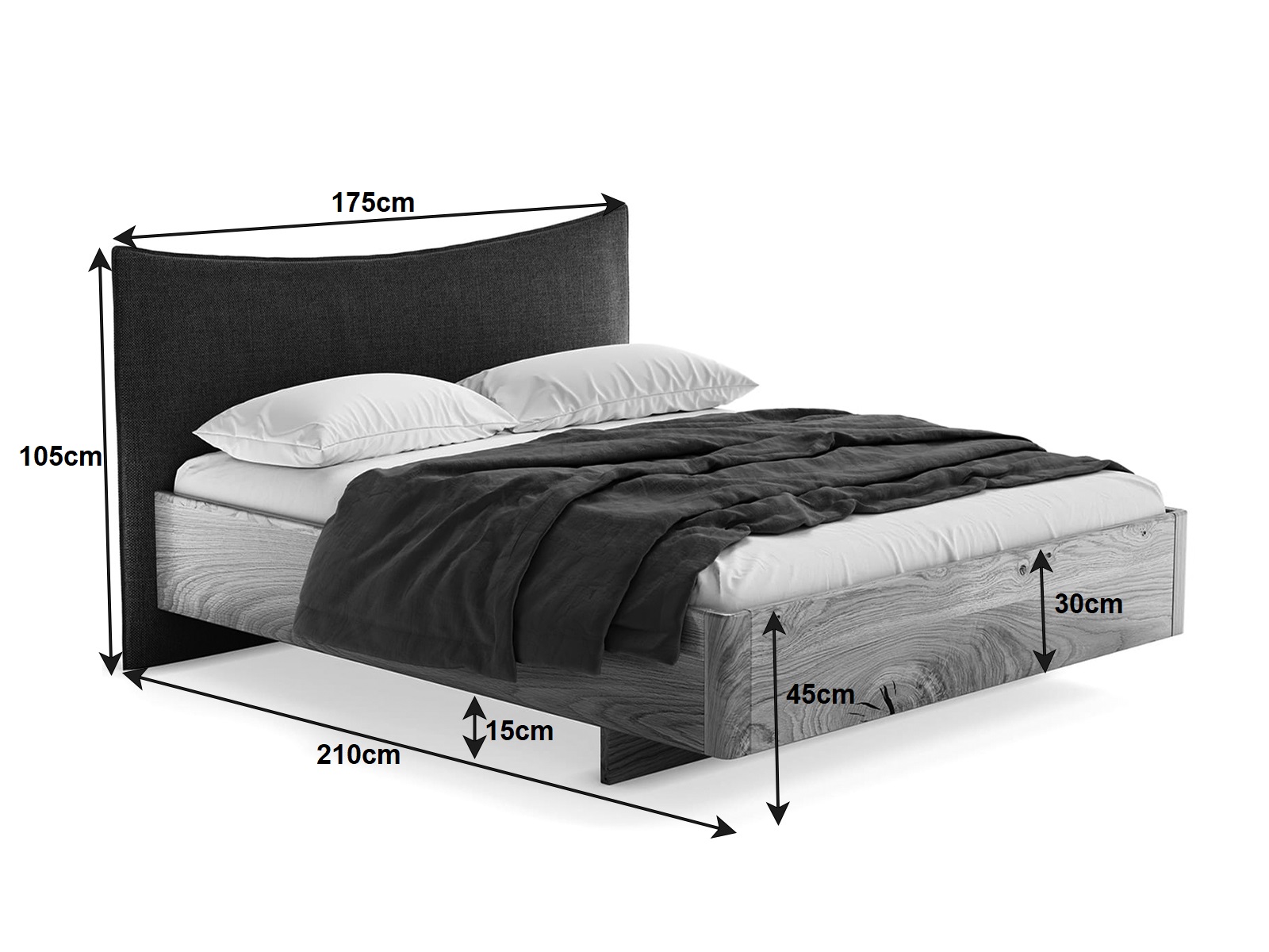 Letto in rovere 160x200cm in legno massiccio Altari