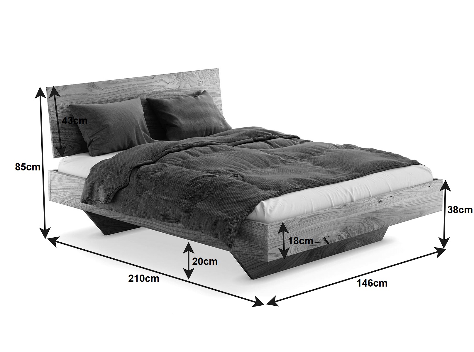 Letto in rovere 140x200cm Levitating Piacenza