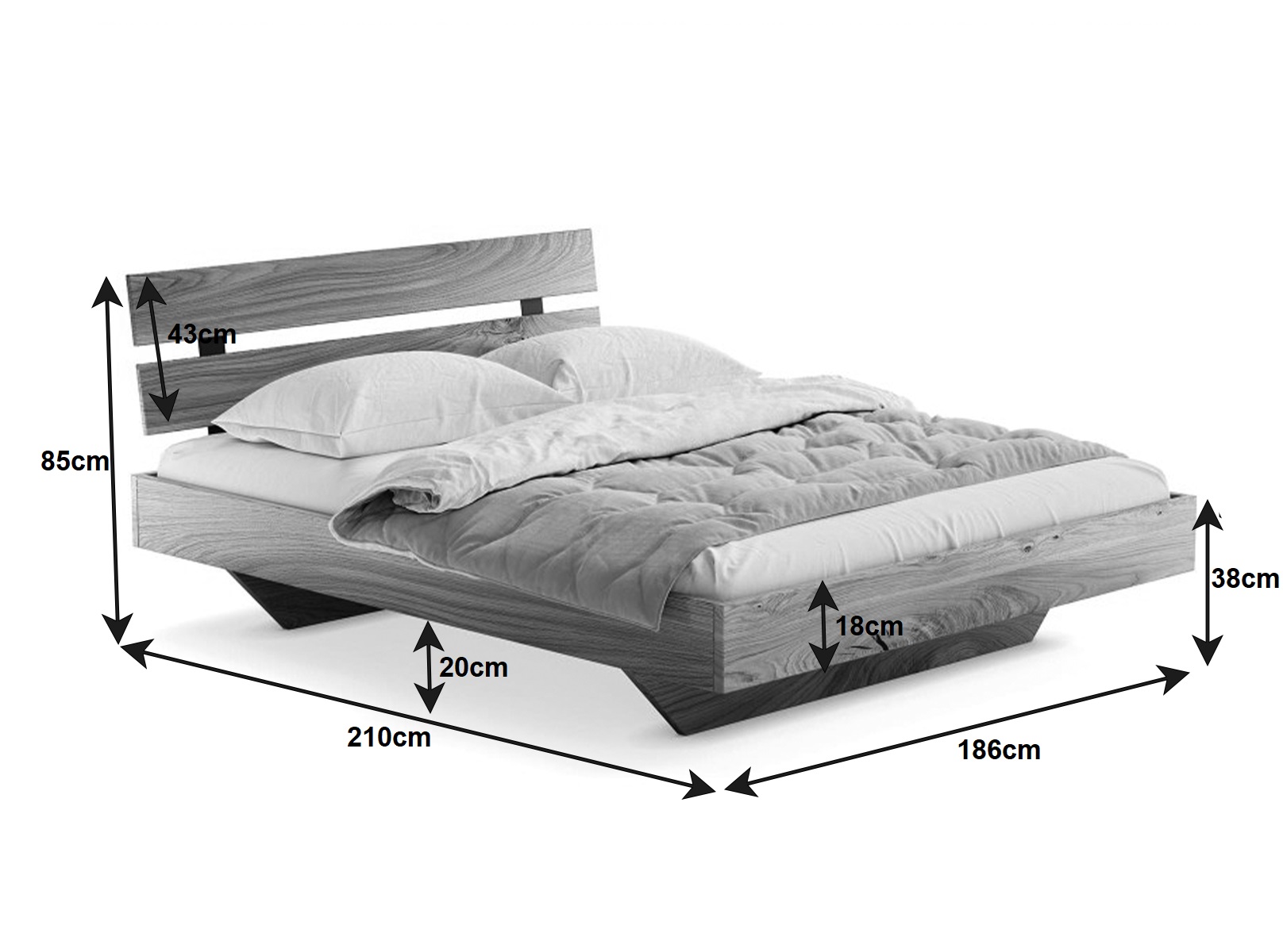 Letto in rovere 180x200cm Levitating Rossano