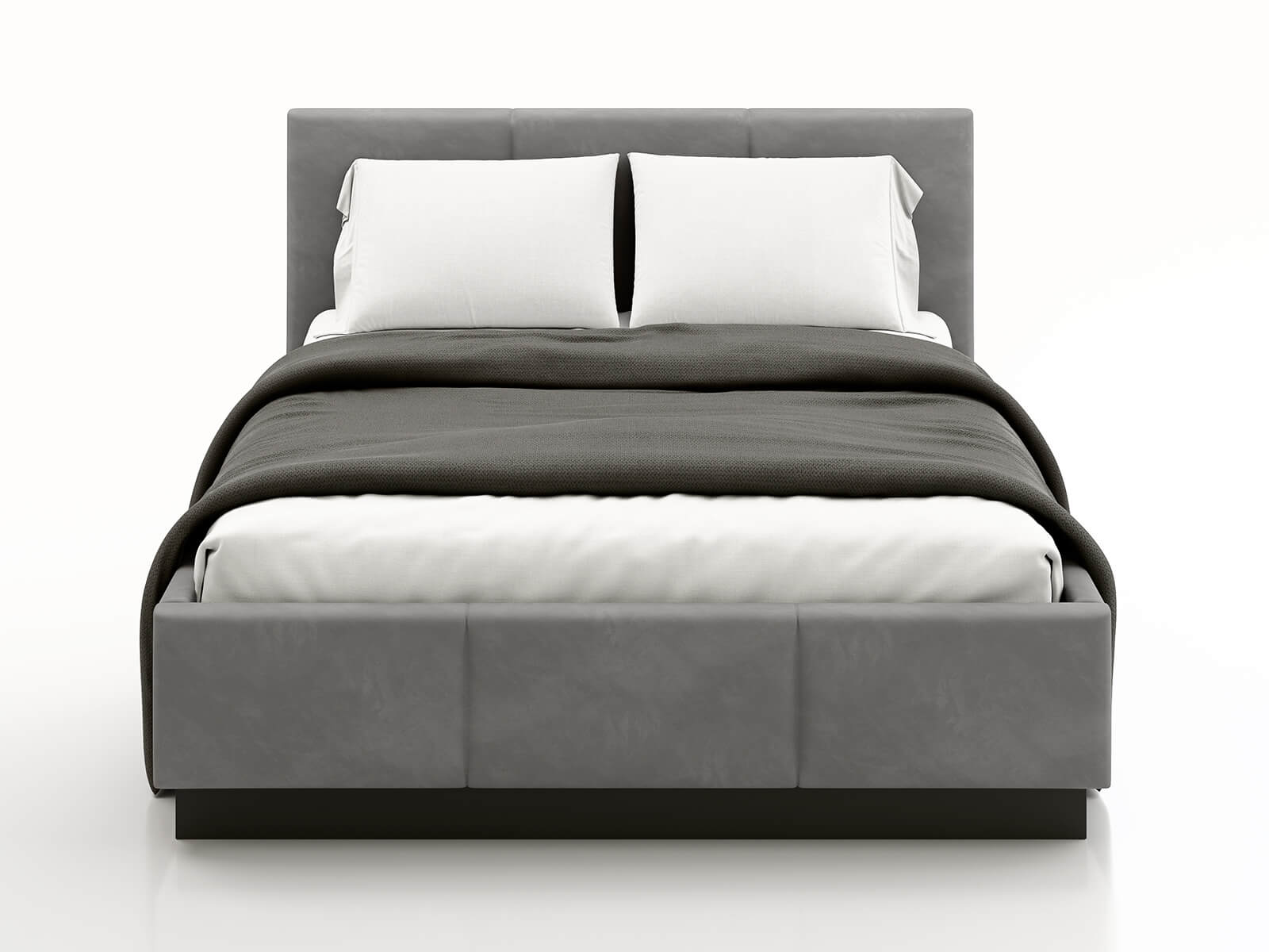 Letto 180 x 200 cm, letto contenitore imbottito, letto matrimoniale per adulti, rete a doghe, velluto, senza materasso, grigio | Leroy Merlin